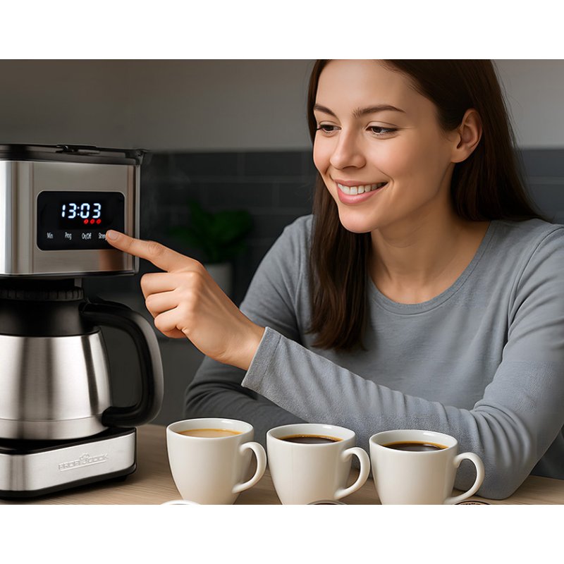 PROFI COOK coffee maker PC-KA 1300, black, thermal, stainless steel, 8-10 cups